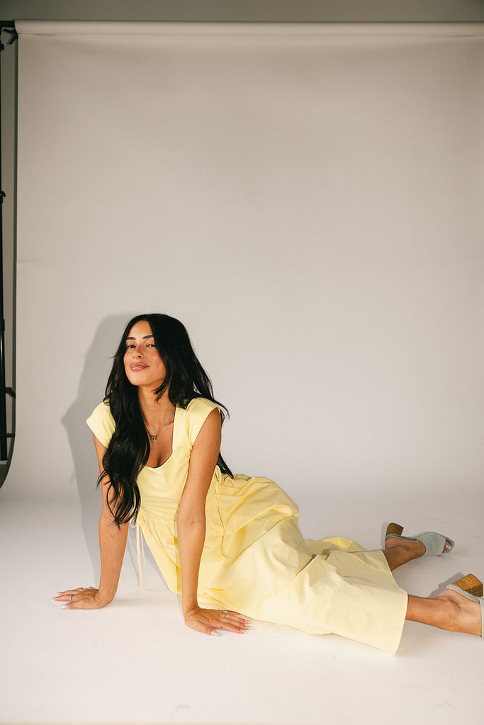 afterglow midi dress // butter yellow *zoco exclusive*