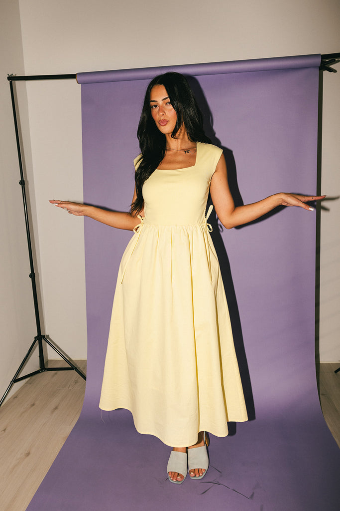 afterglow midi dress // butter yellow *zoco exclusive*