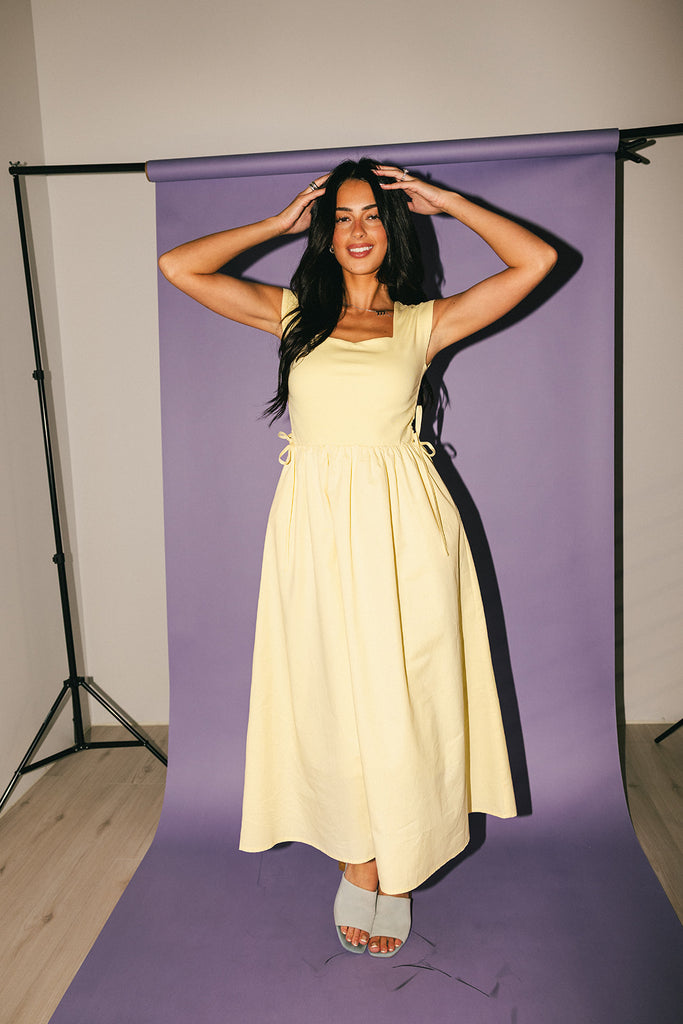 afterglow midi dress // butter yellow *zoco exclusive*
