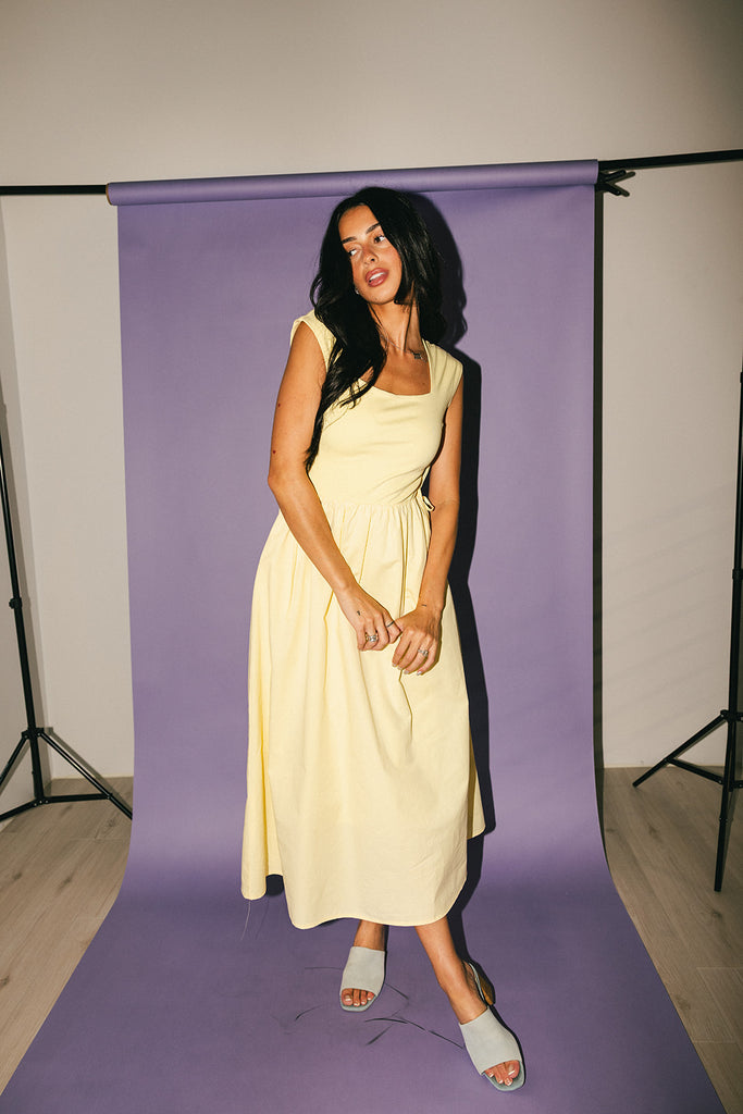 afterglow midi dress // butter yellow *zoco exclusive*