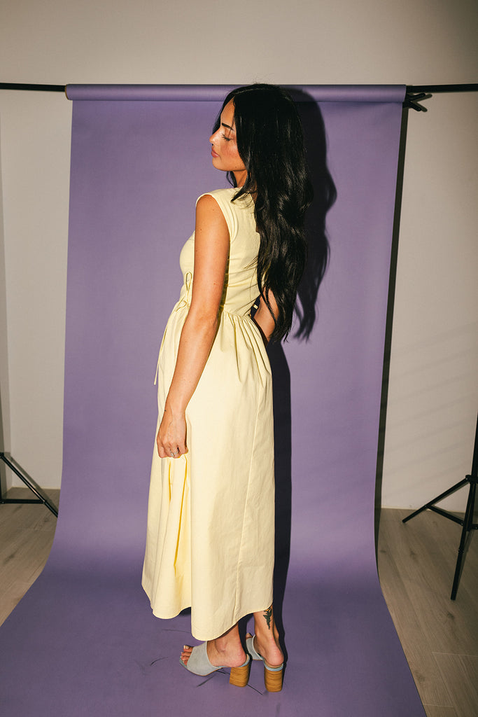 afterglow midi dress // butter yellow *zoco exclusive*