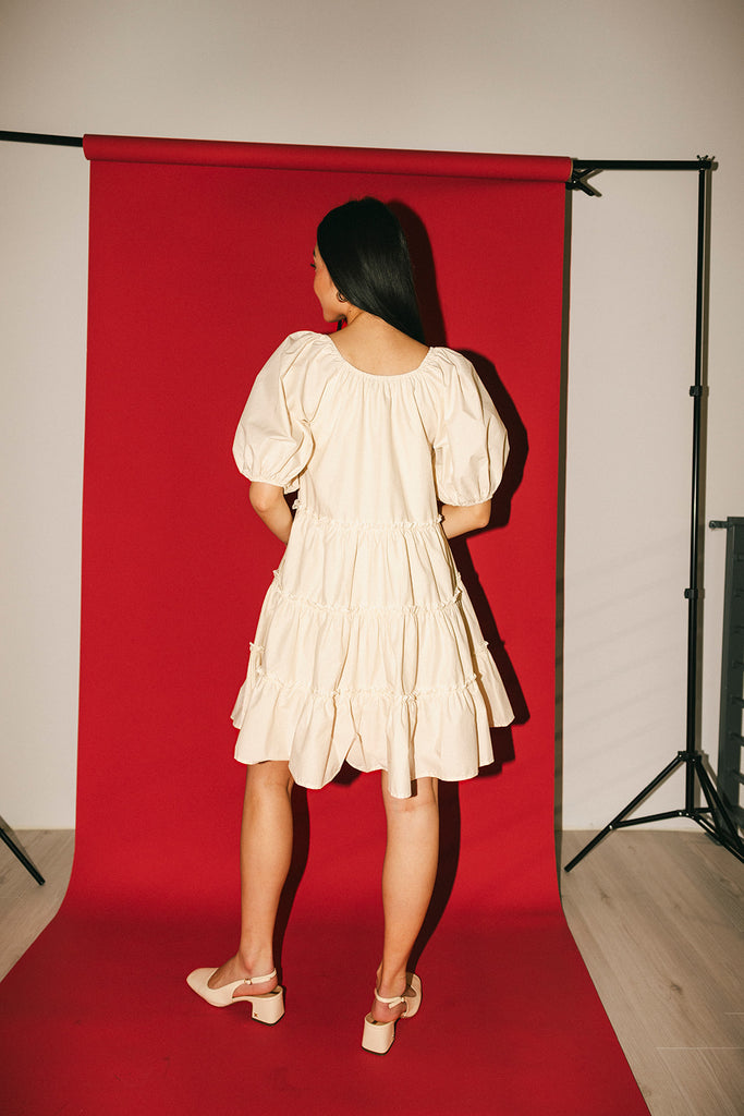short daymaker dress // cream + bows *zoco exclusive*