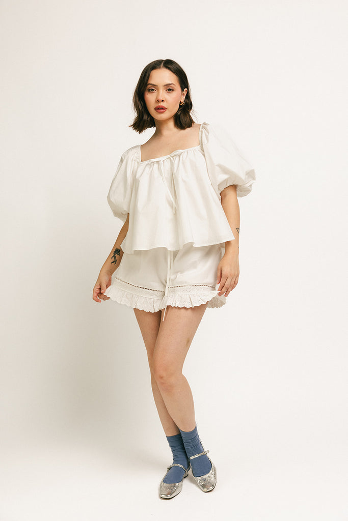 pretty little shorts // white *zoco exclusive*