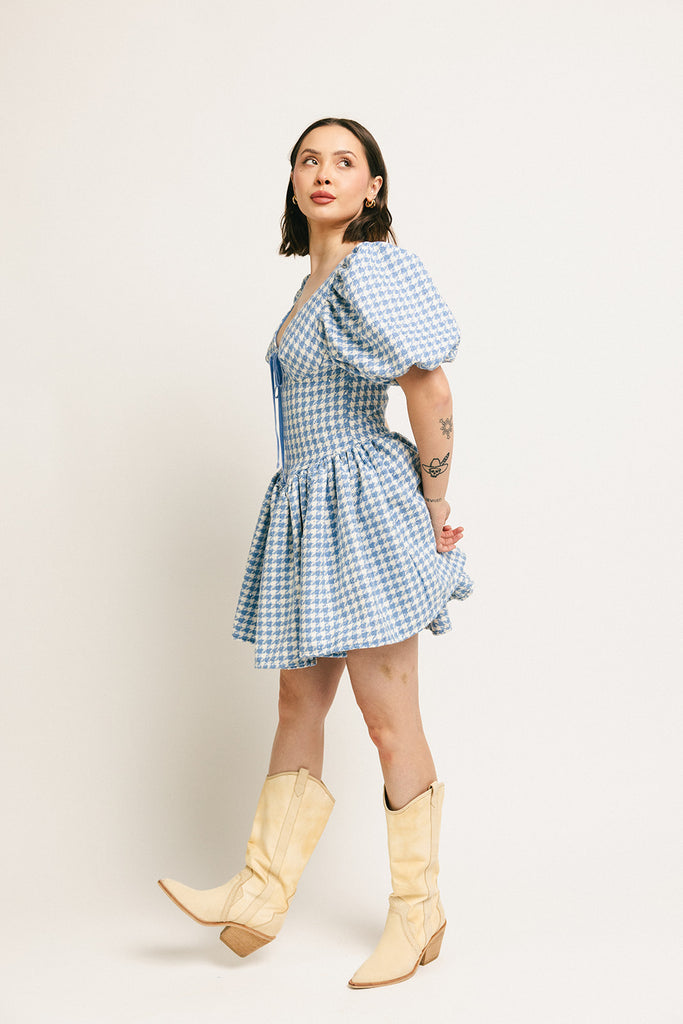 blair plaid dress // blue