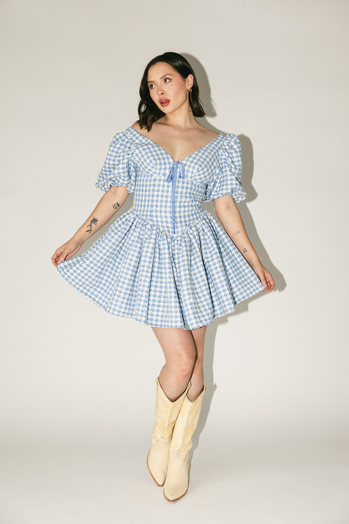 blair plaid dress // blue