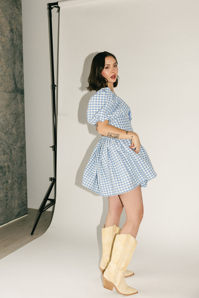 blair plaid dress // blue