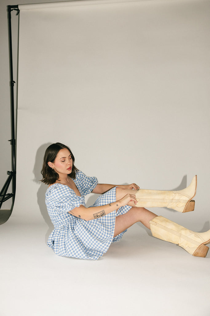 blair plaid dress // blue