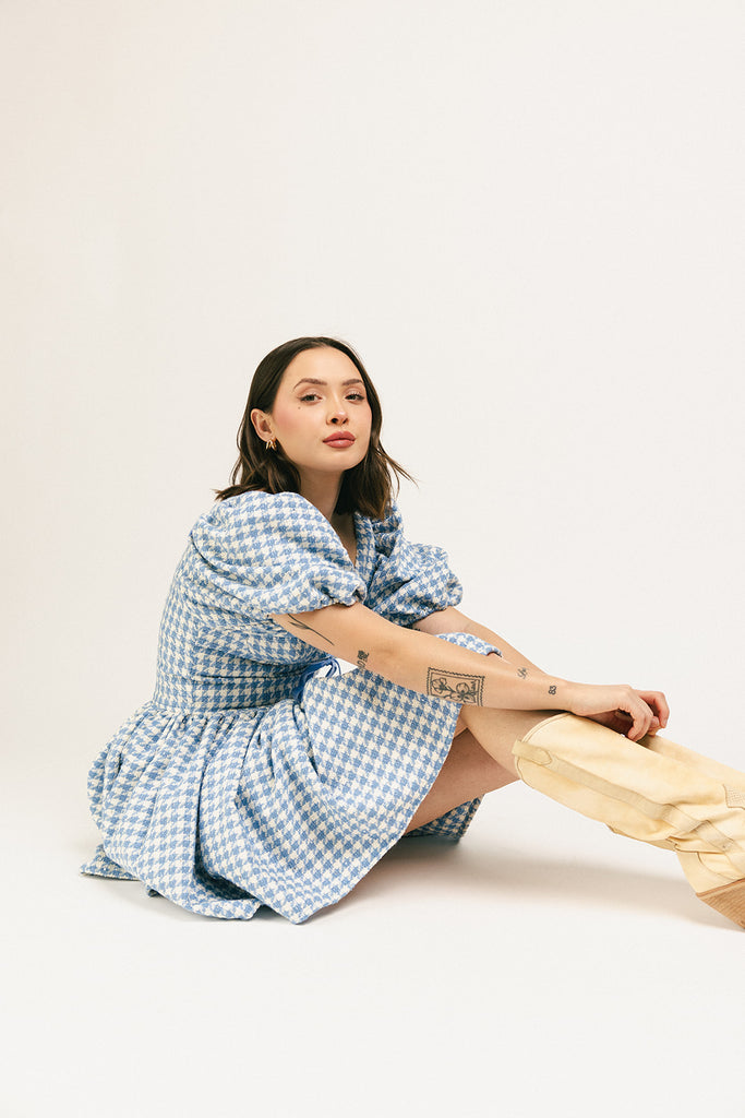 blair plaid dress // blue