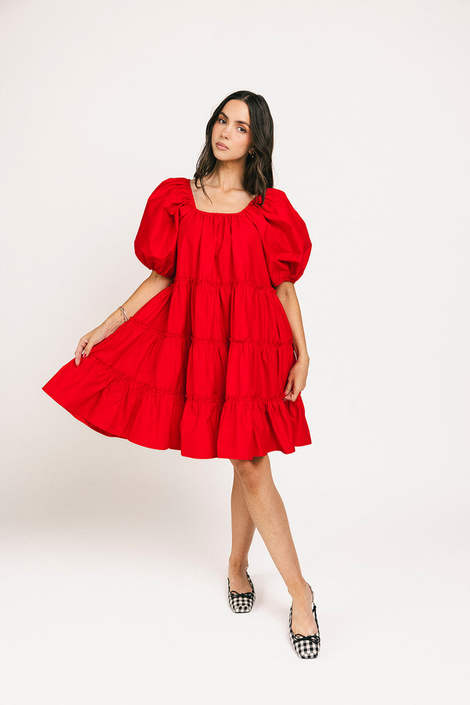short daymaker dress // red poplin *zoco exclusive*