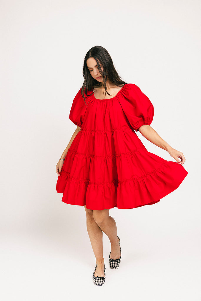 short daymaker dress // red poplin *zoco exclusive*