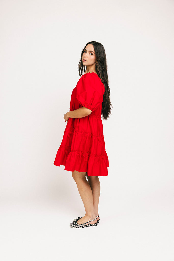 short daymaker dress // red poplin *zoco exclusive*