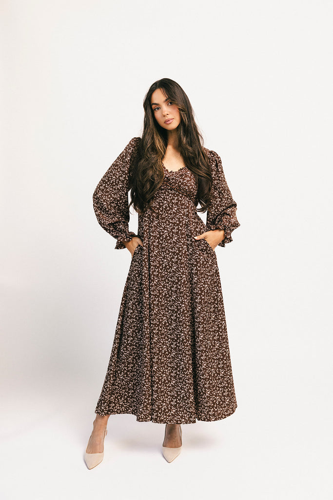 sweet nothings maxi dress // brown