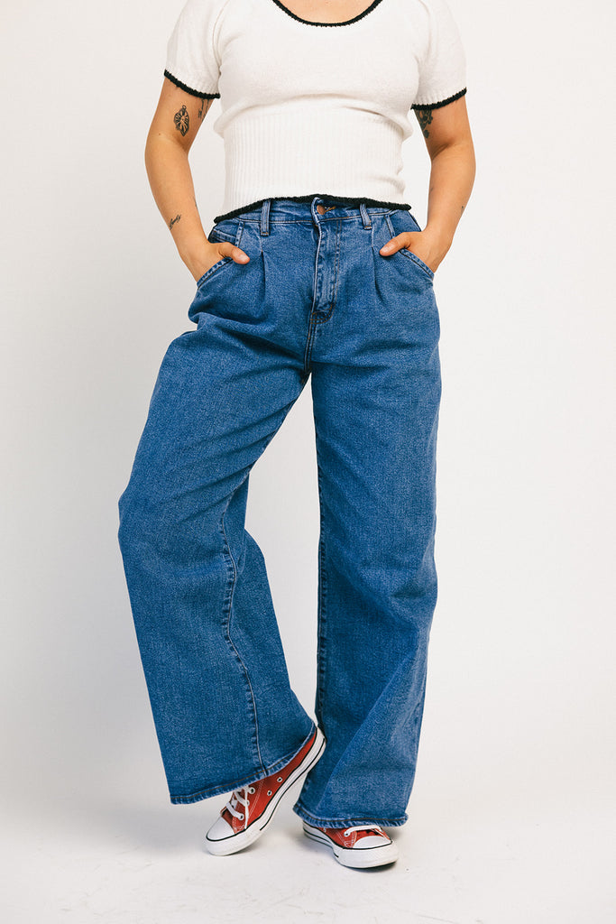 corbin pleated denim