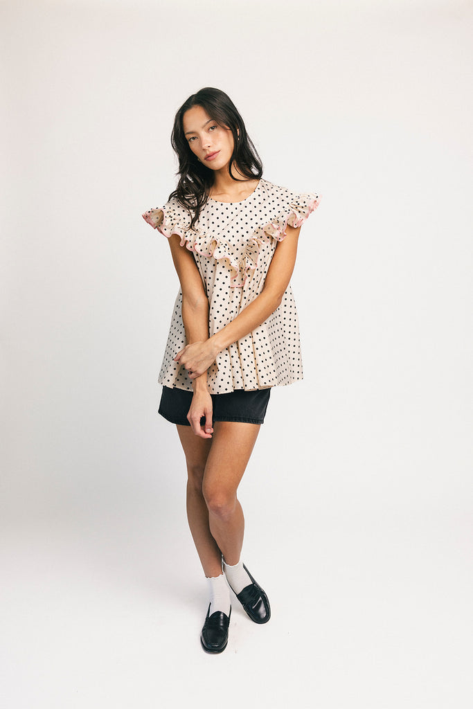 blondie ruffle top // polka dot *zoco exclusive*