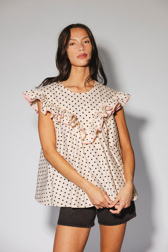 blondie ruffle top // polka dot *zoco exclusive*