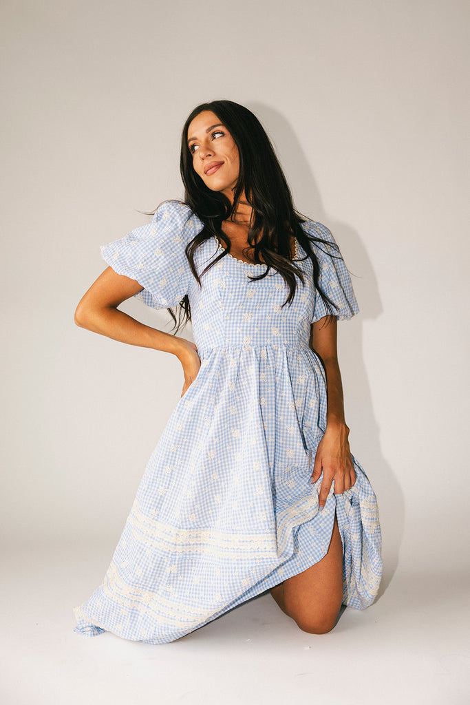 wren midi dress // blue *zoco exclusive*