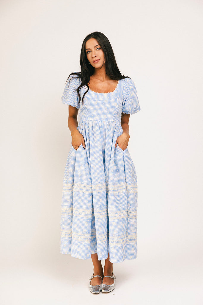 wren midi dress // blue *zoco exclusive*