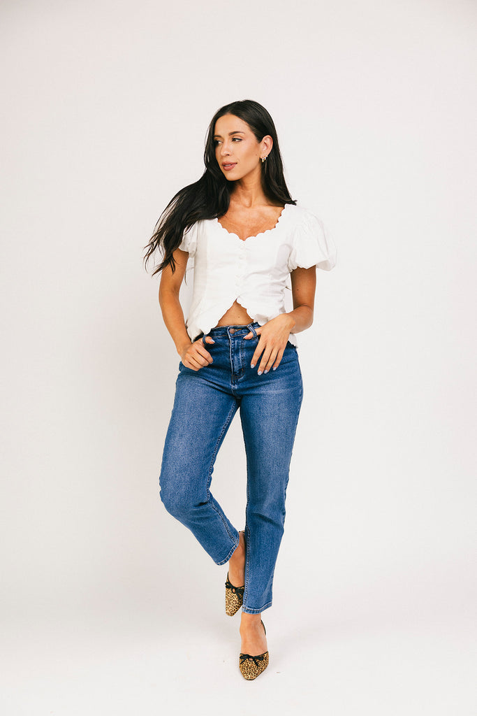 rue button top // white *zoco exclusive*