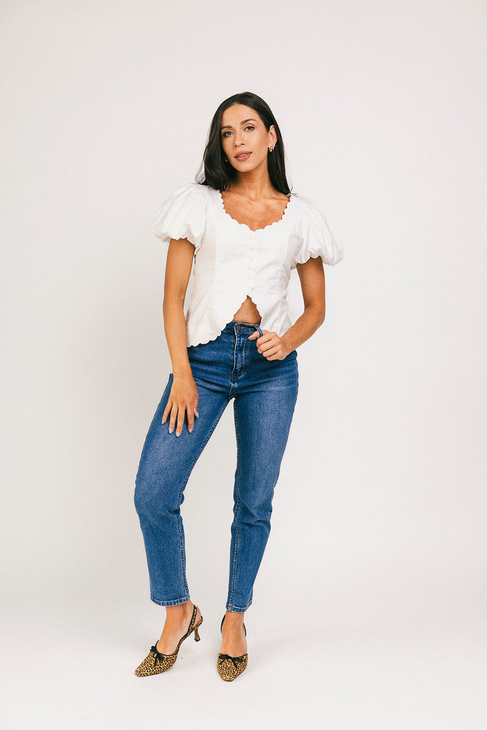 rue button top // white *zoco exclusive*