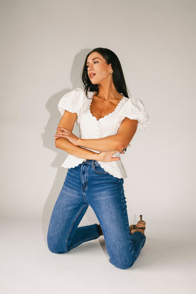 rue button top // white *zoco exclusive*