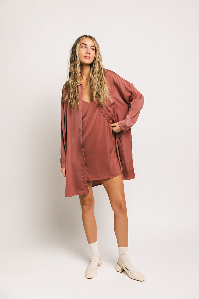 riley satin set // muave