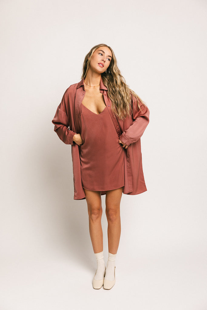 riley satin set // muave