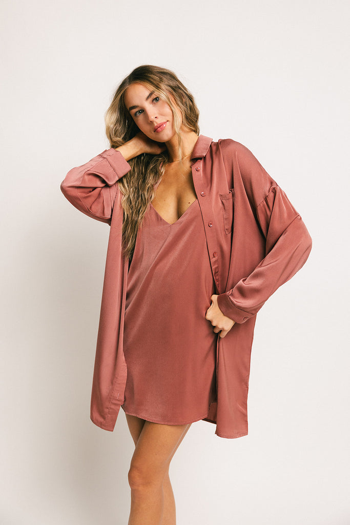 riley satin set // muave