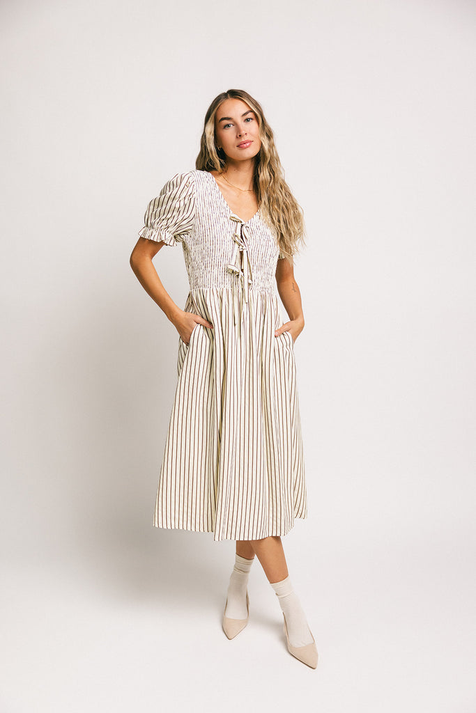 penelope striped midi dress