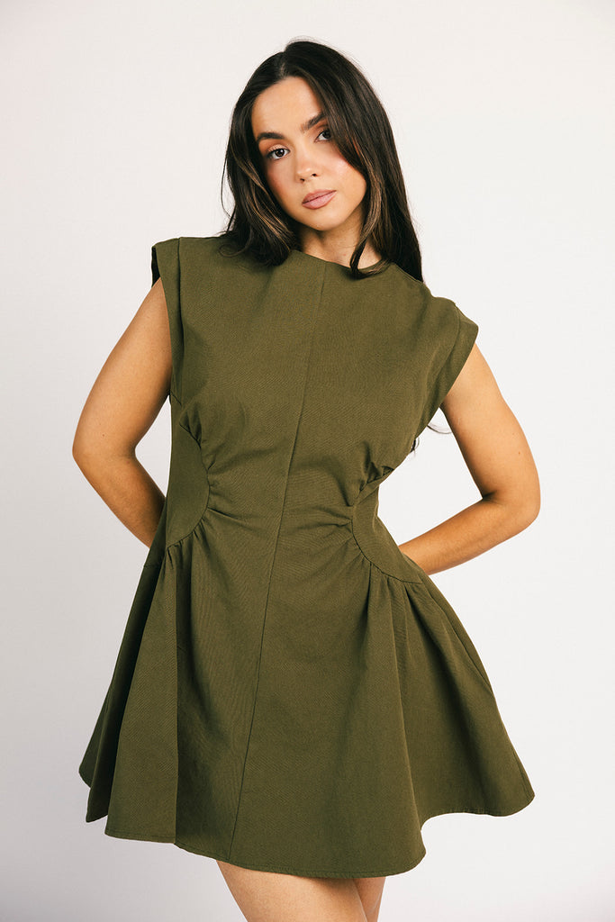have a seat mini dress // green