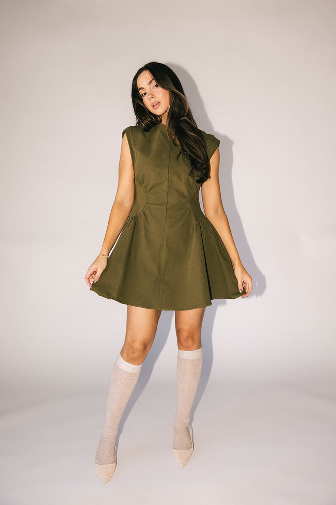have a seat mini dress // green