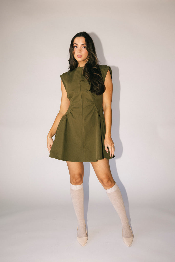 have a seat mini dress // green