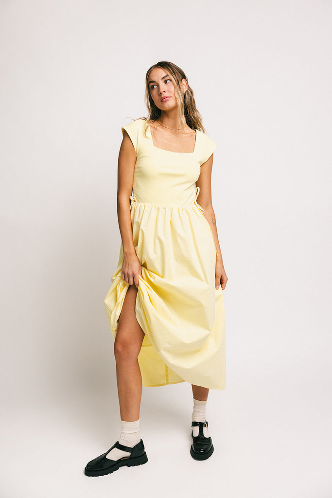 afterglow midi dress // butter yellow *zoco exclusive*