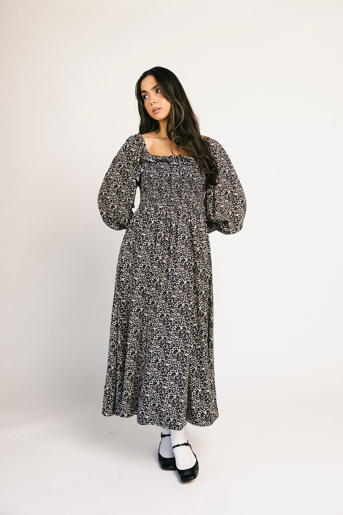 oui oui midi dress // black