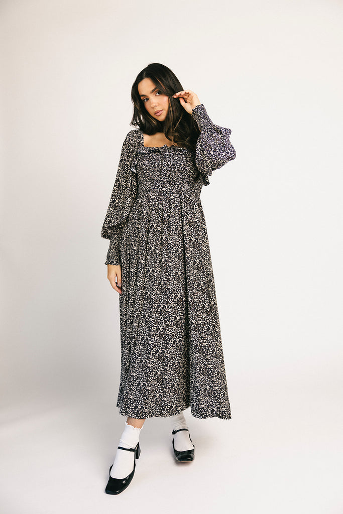 oui oui midi dress // black