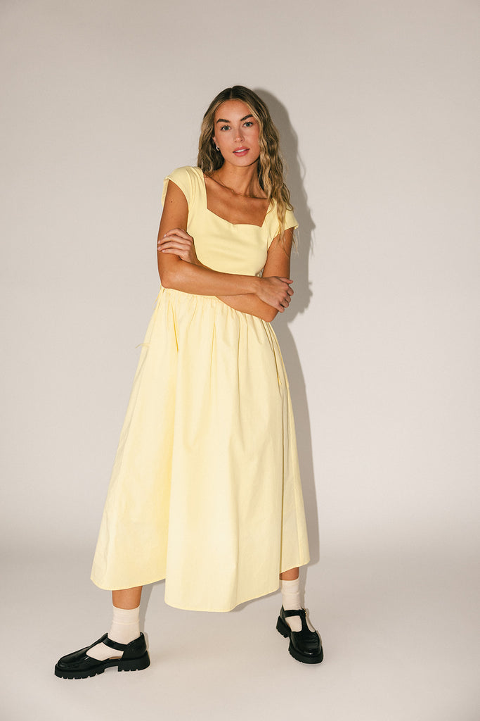 afterglow midi dress // butter yellow *zoco exclusive*