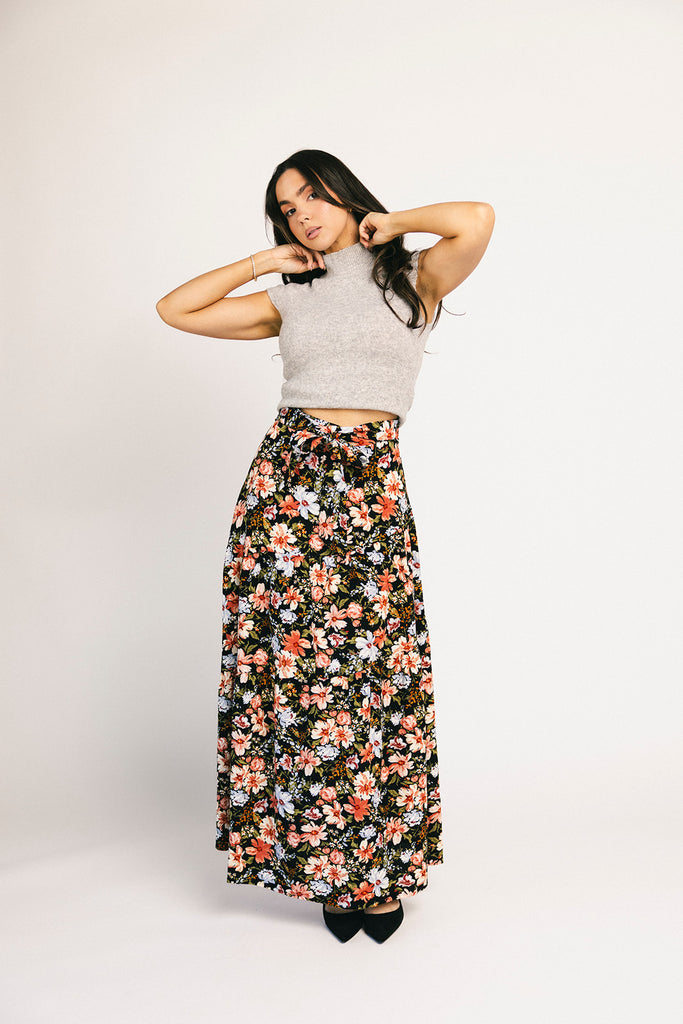 hillary floral maxi skirt