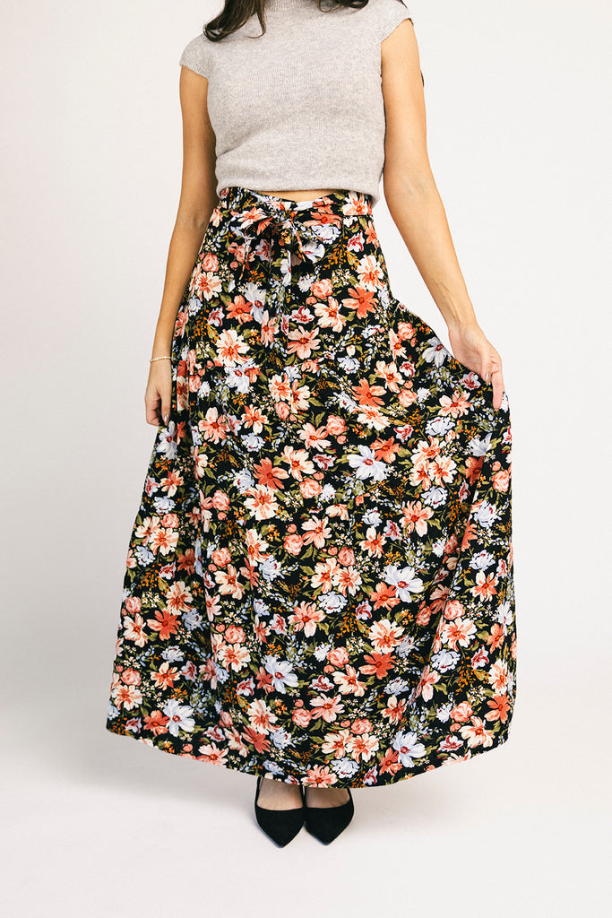 hillary floral maxi skirt