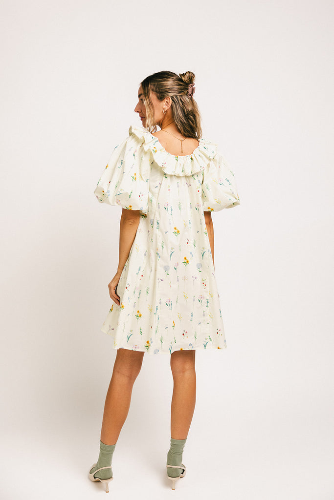 mini good luck puff sleeve dress // cream *zoco exclusive*