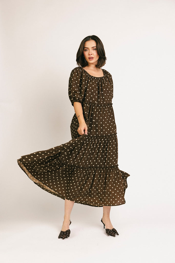 daymaker dress // mocha dot *zoco exclusive*