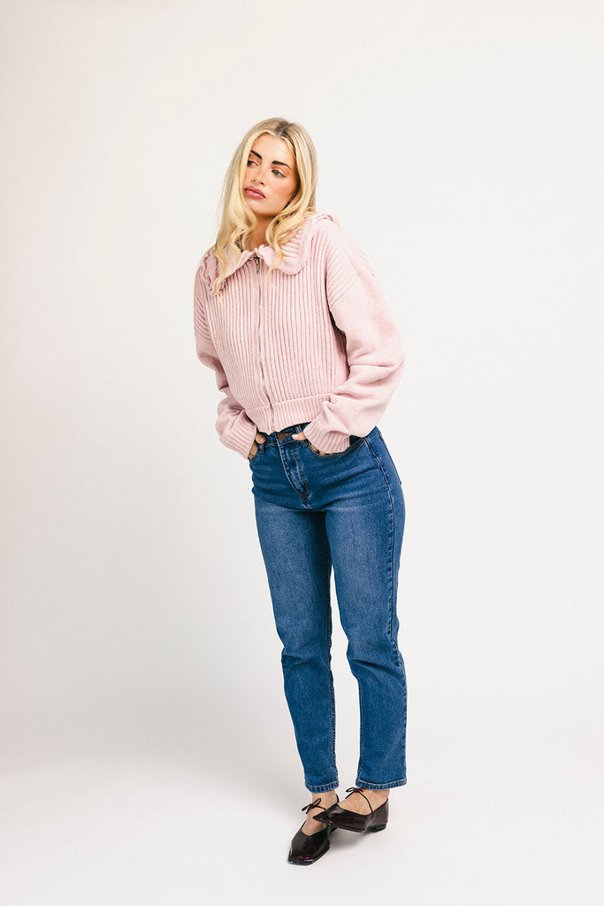 remi zip sweater // pink