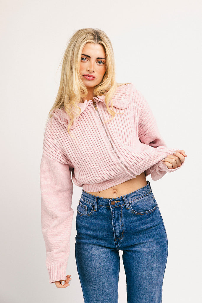 remi zip sweater // pink