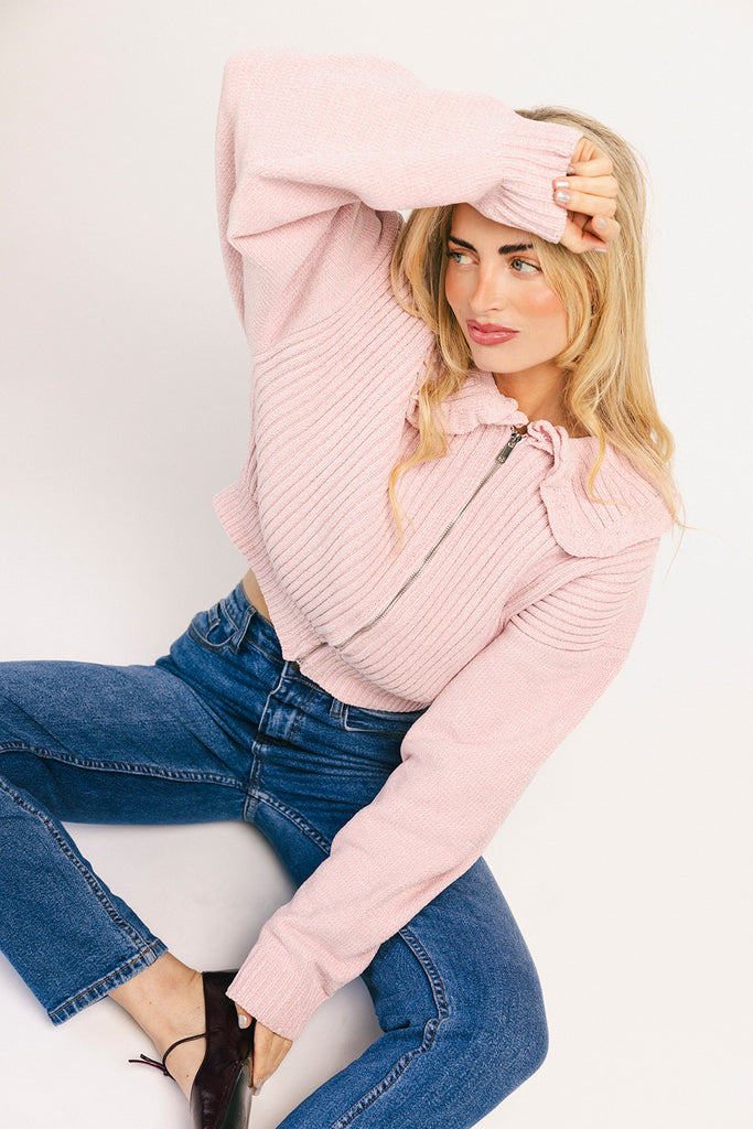remi zip sweater // pink