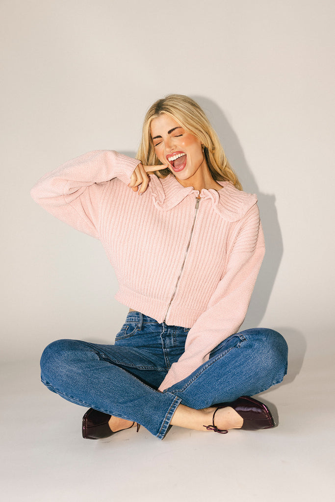 remi zip sweater // pink