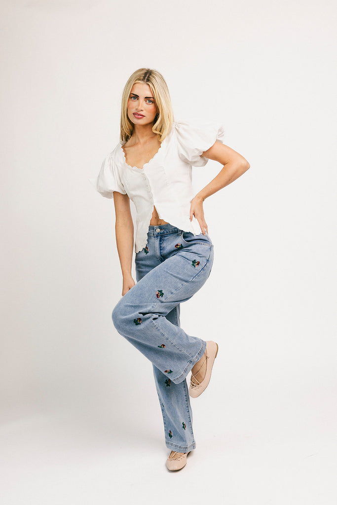 wyatt embroidered denim