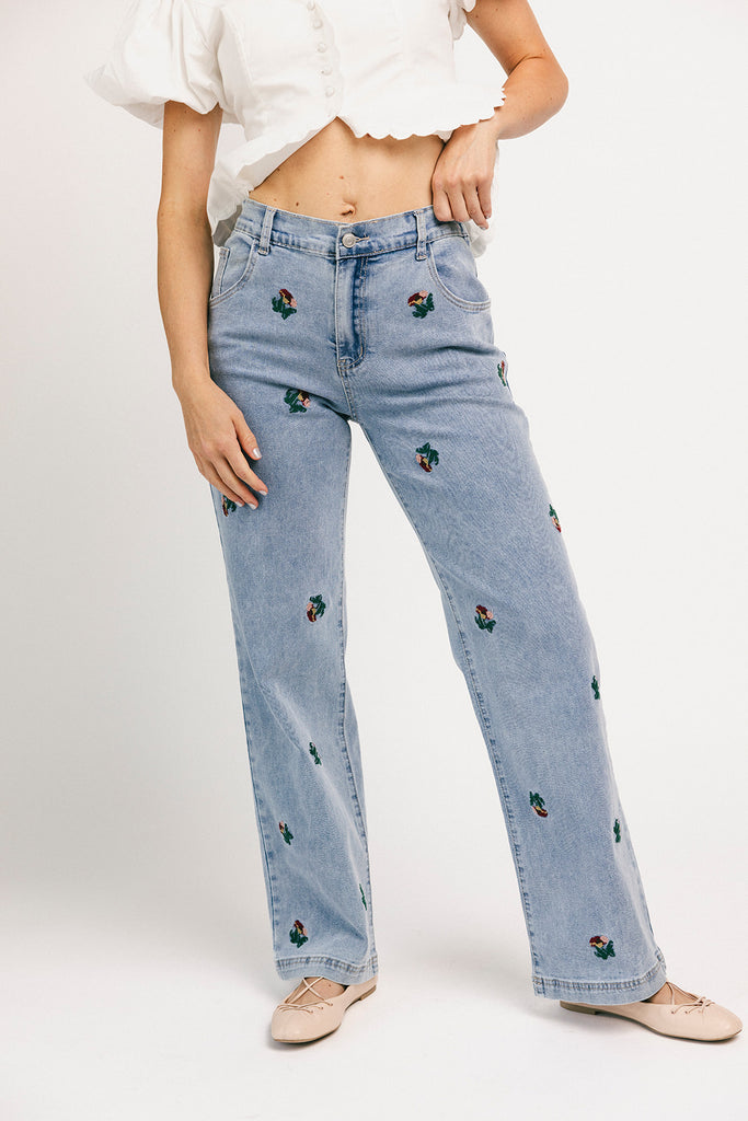 wyatt embroidered denim