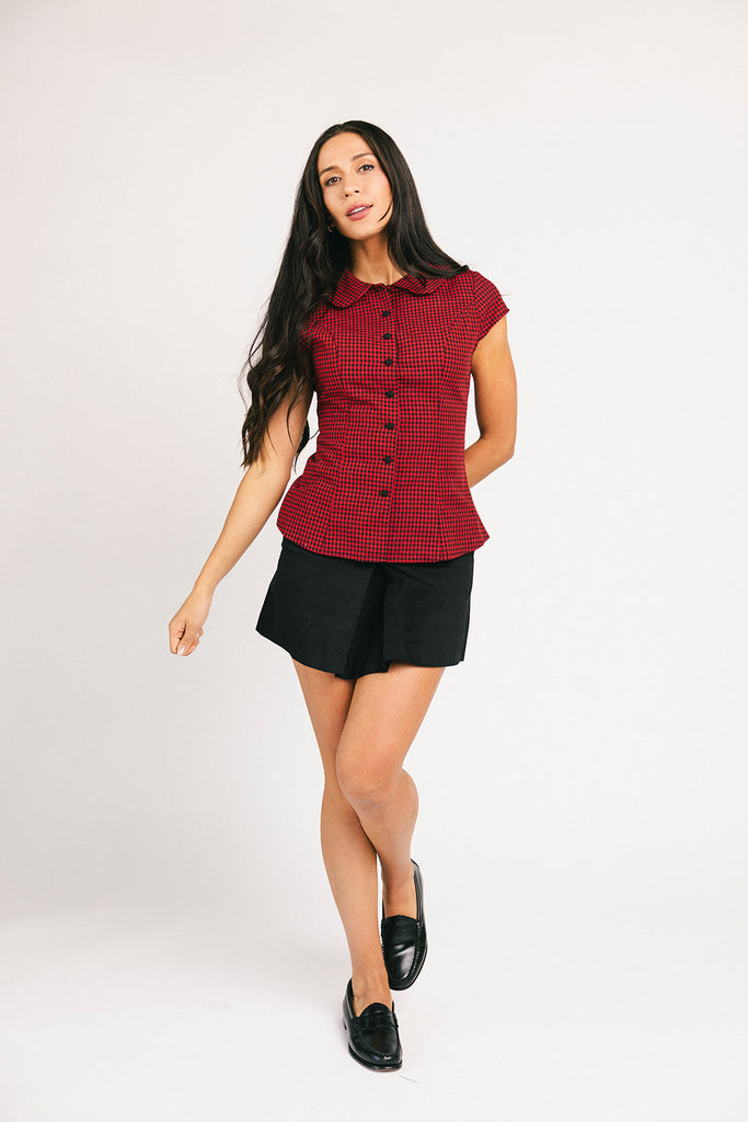 polly gingham button top