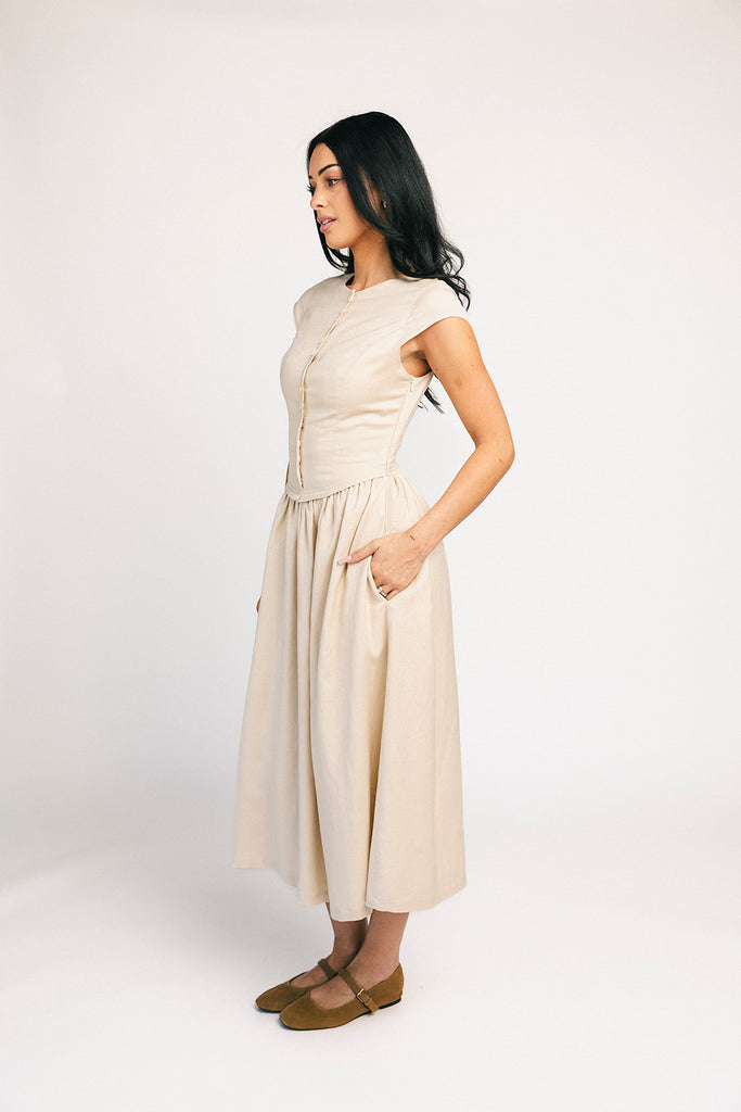 heirloom button midi dress // natural *zoco exclusive*