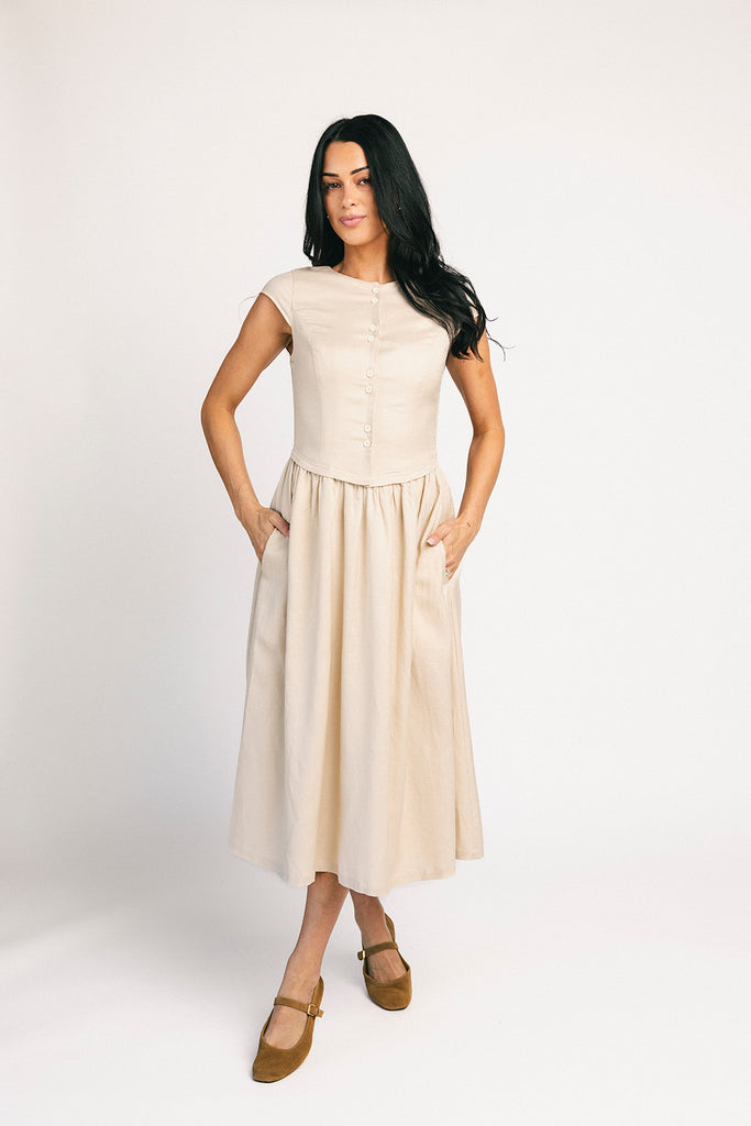 heirloom button midi dress // natural *zoco exclusive*