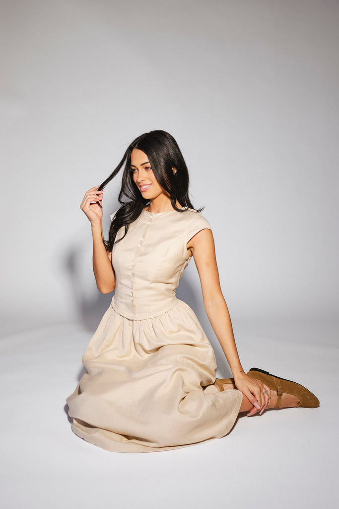 heirloom button midi dress // natural *zoco exclusive*