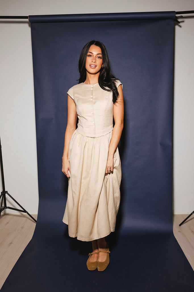 heirloom button midi dress // natural *zoco exclusive*